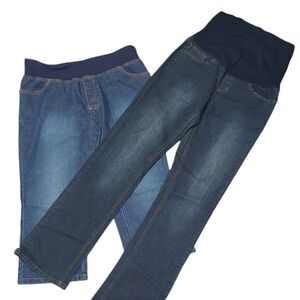Lot of‎ 2 Maternity Jeans Capris Denim Pregnancy Expecting Dark Wash Medium 8 10